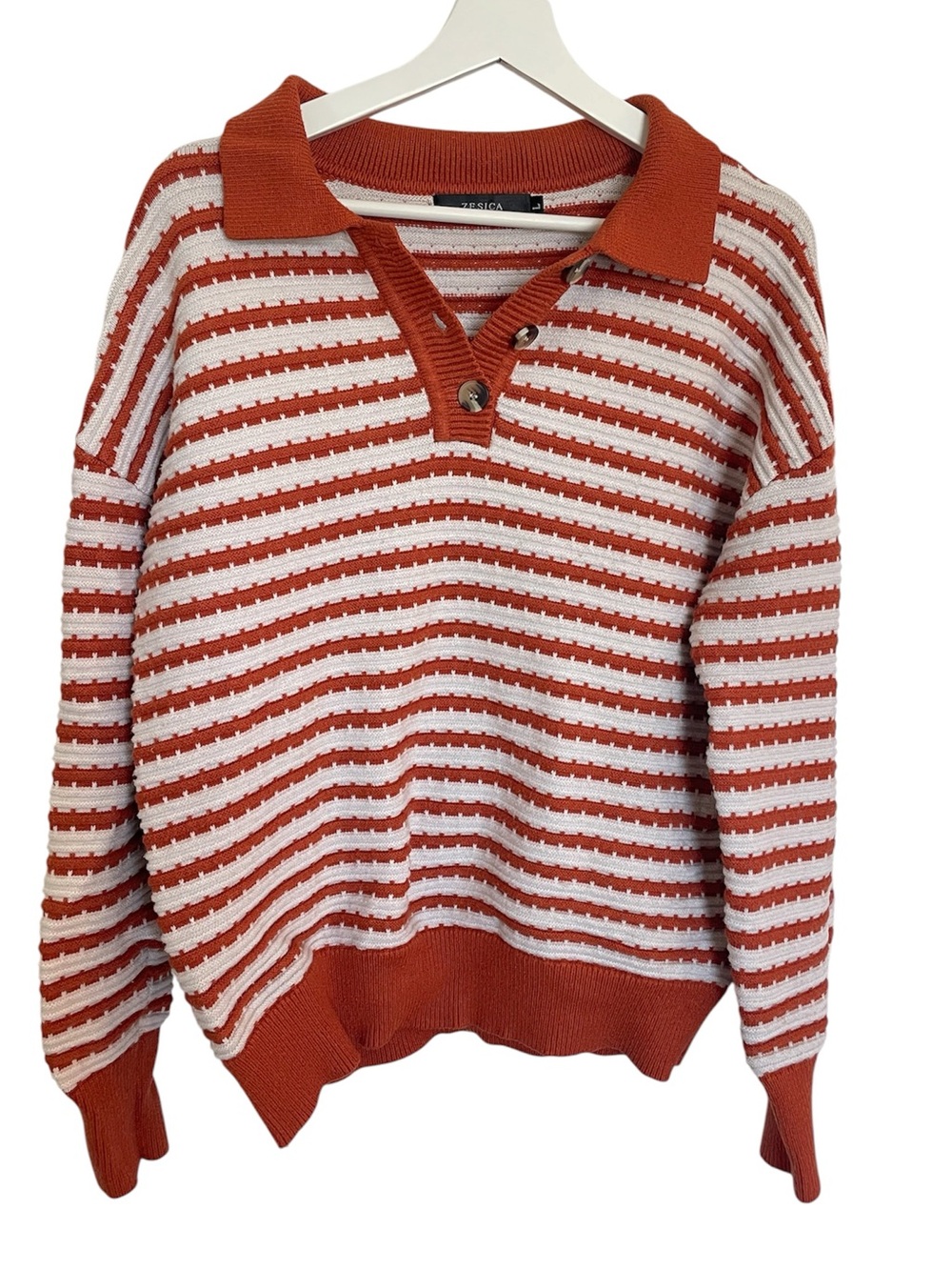Orange and White Striped Sweater